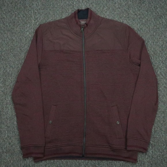 Ted Baker Jacket‎ Mens XL 5 Red Full Zip London Sardin Quilted Snap Pockets